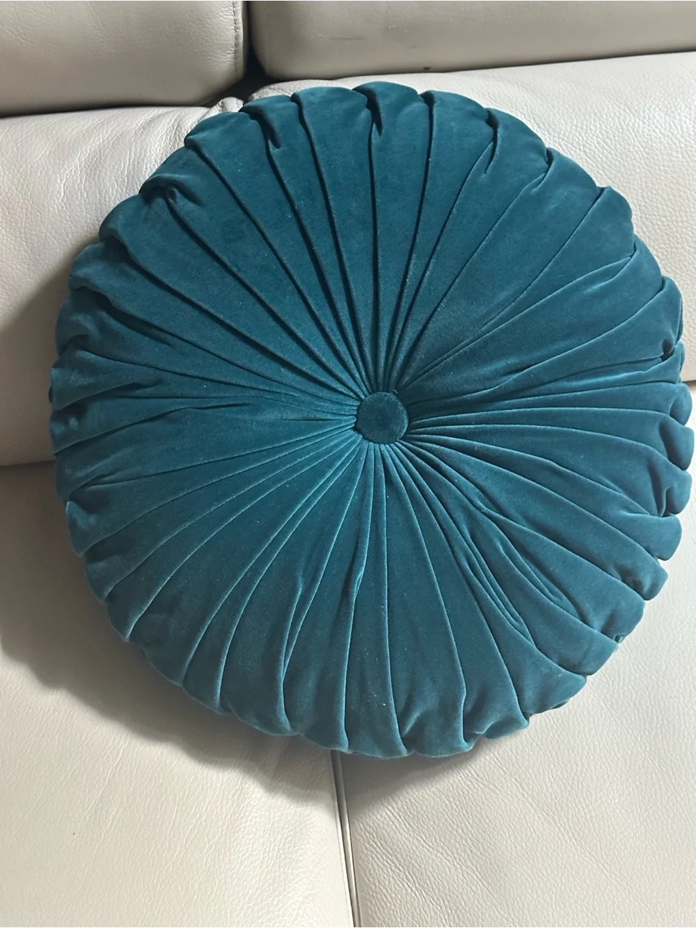 Velvet Round Tufted Throw Pillow - Teal